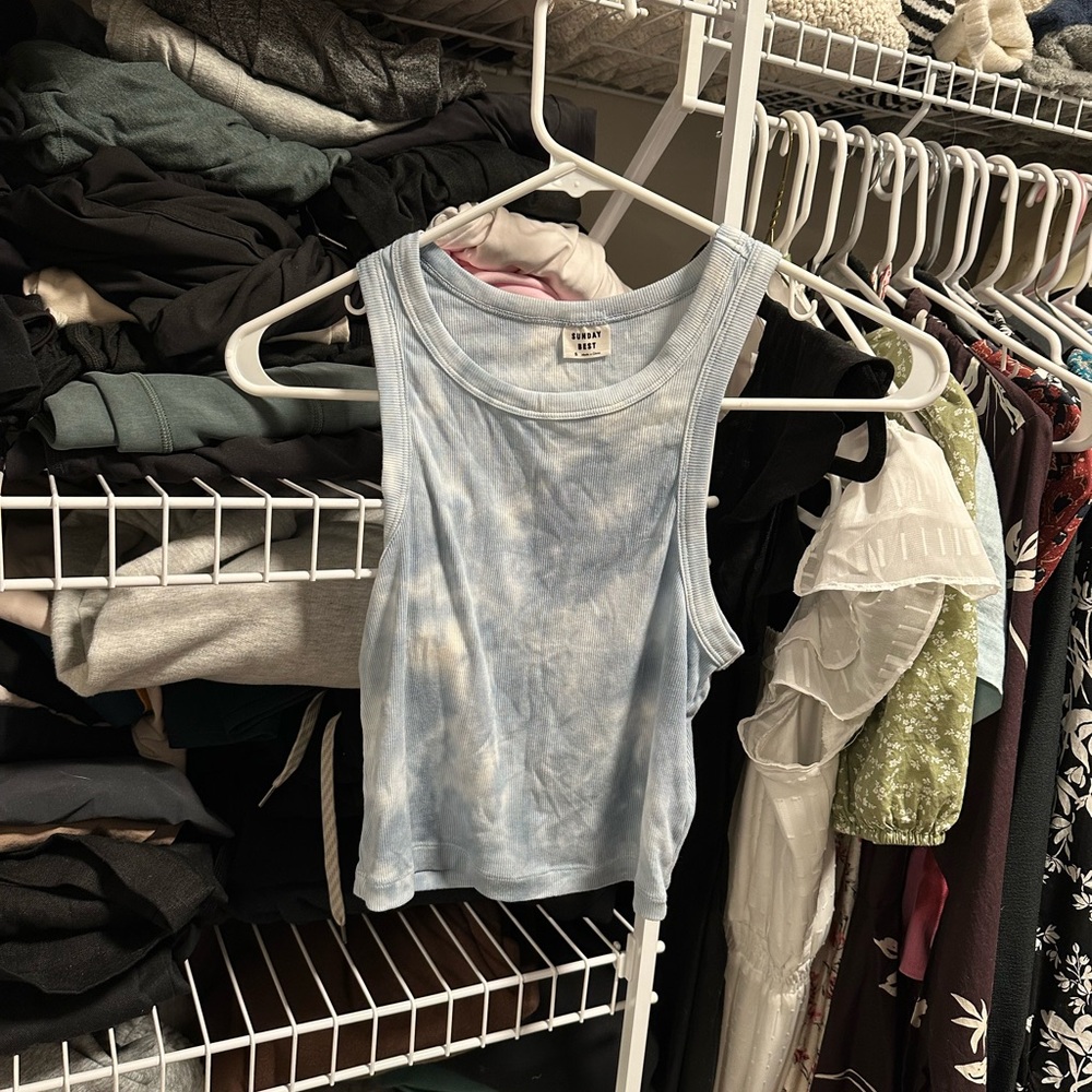 Sunday Best Light Blue Tie-Dye Tank Top